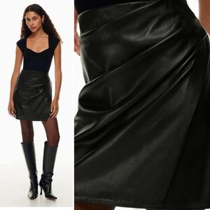ARITZIA WILFRED ‘Angie’ High Waisted Vegan Leather Mini Wrap Skirt